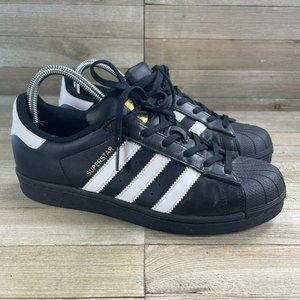 Adidas B39397 Superstar Black Gold Shell Toe Leather Sneaker Shoes Womens Sz 8